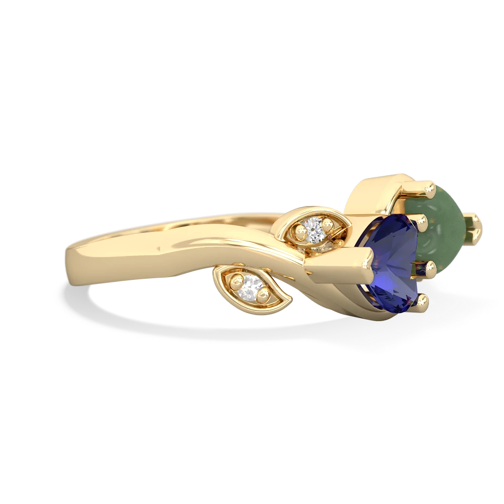 Lab Sapphire Floral Elegance 14K Yellow Gold ring R5790