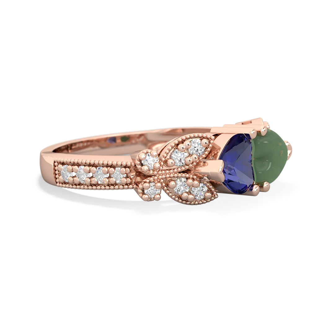 Lab Sapphire Diamond Butterflies 14K Rose Gold ring R5601