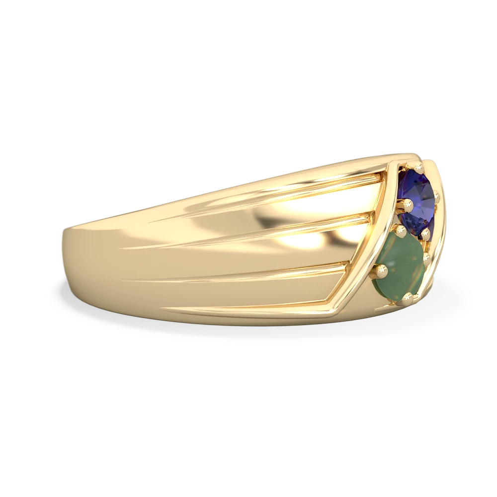 Lab Sapphire Men's Streamline 14K Yellow Gold ring R0460