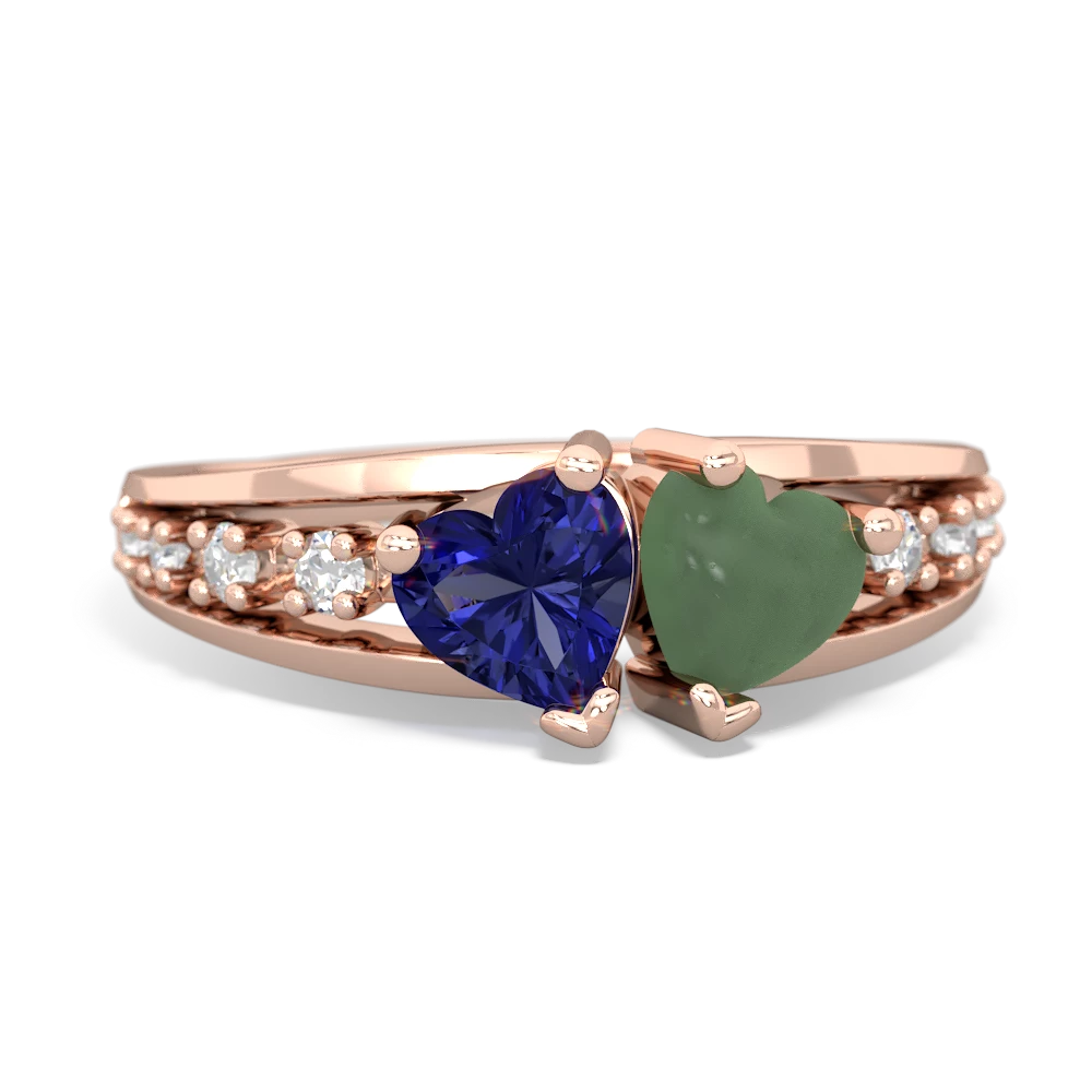 Lab Sapphire Heart To Heart 14K Rose Gold ring R3342