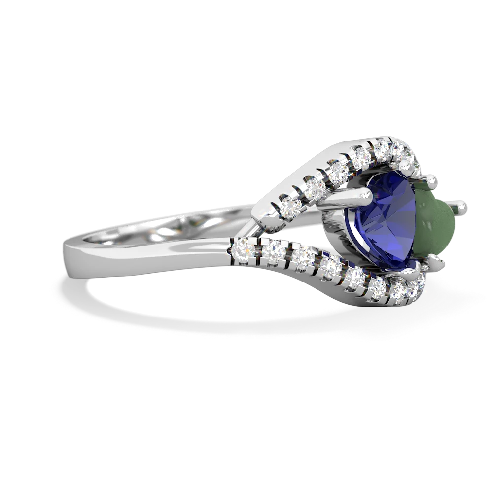 Lab Sapphire Mother And Child 14K White Gold ring R3010