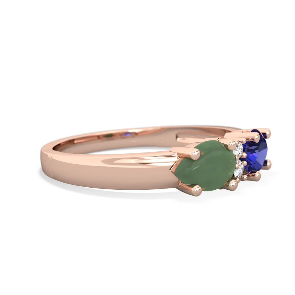 Lab Sapphire Pear Bowtie 14K Rose Gold ring R0865