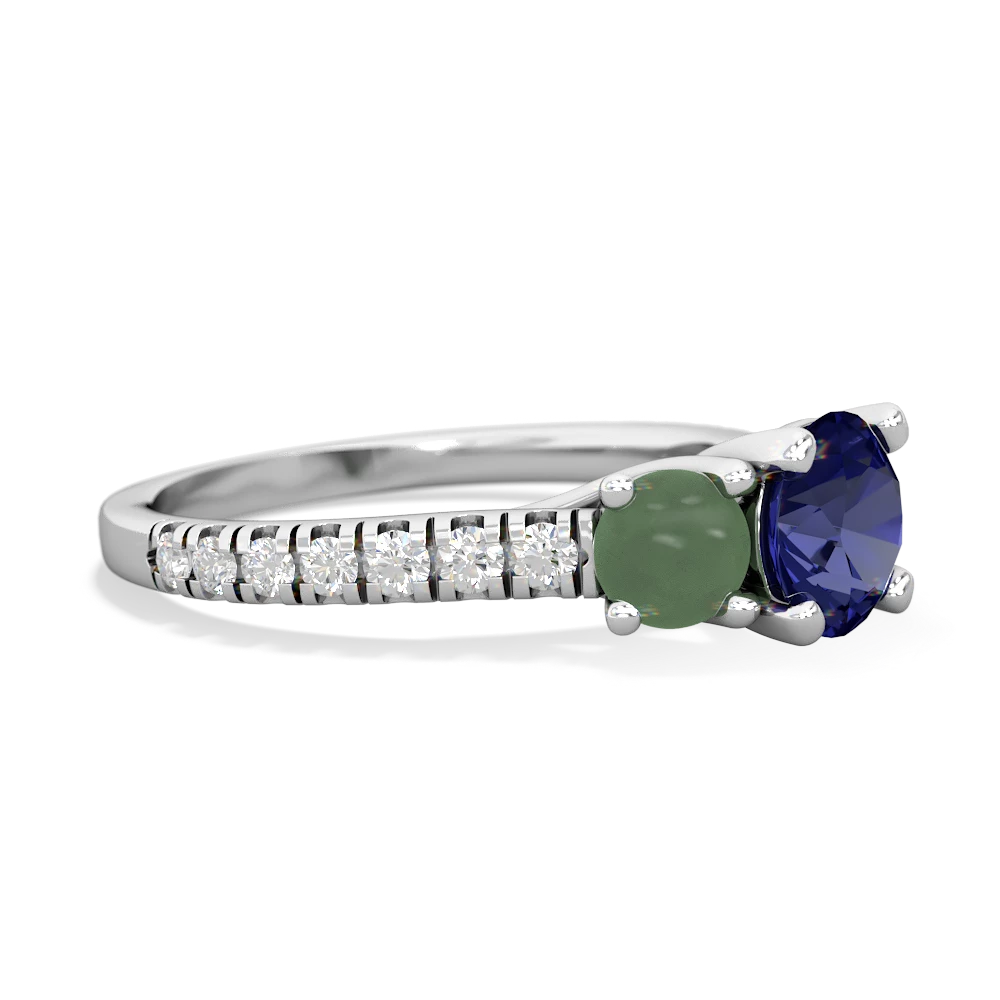 Lab Sapphire Pave Trellis 14K White Gold ring R5500