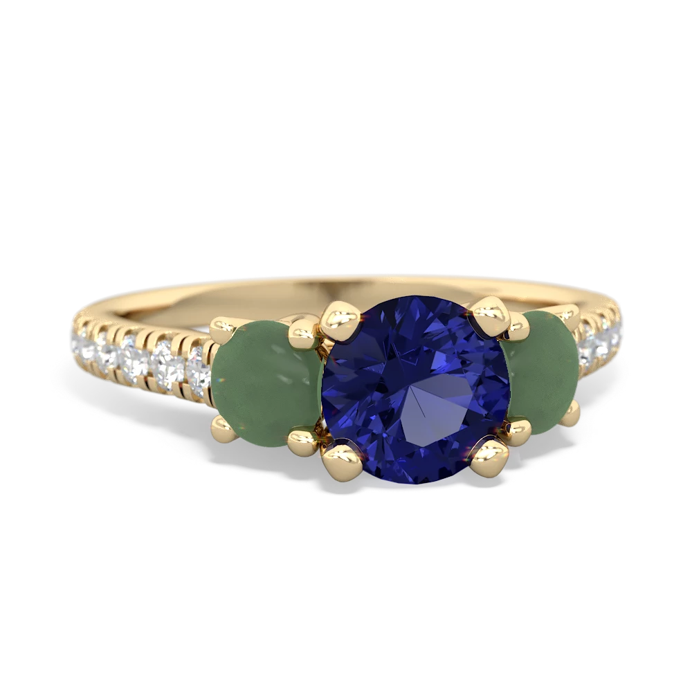 Lab Sapphire Pave Trellis 14K Yellow Gold ring R5500