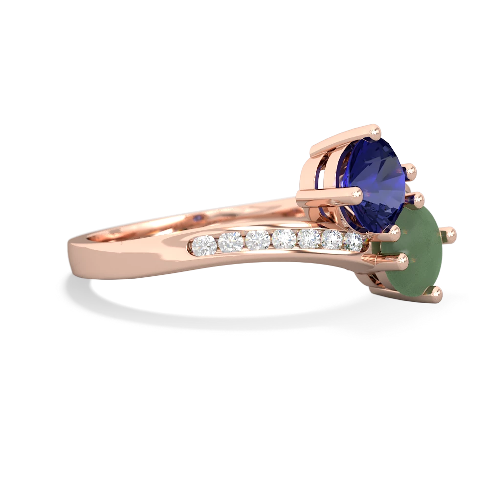 Lab Sapphire Channel Set Two Stone 14K Rose Gold ring R5303