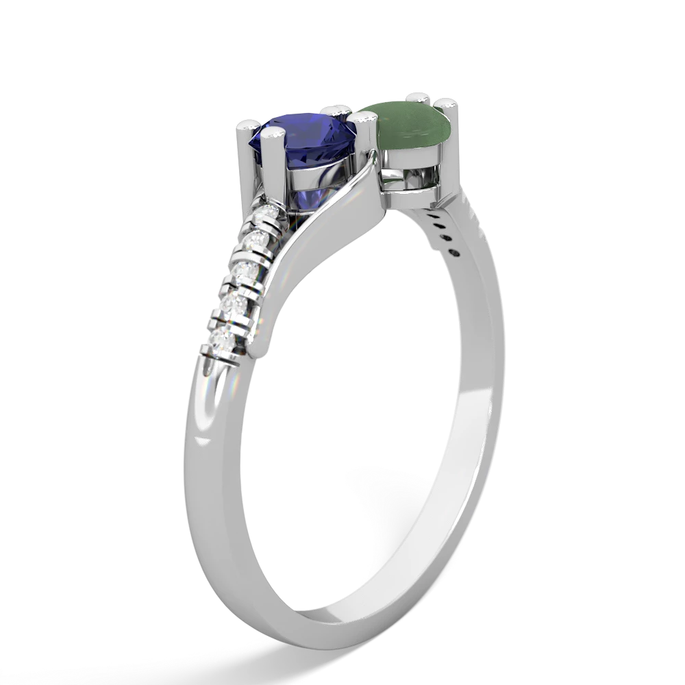 Lab Sapphire Infinity Pave Two Stone 14K White Gold ring R5285