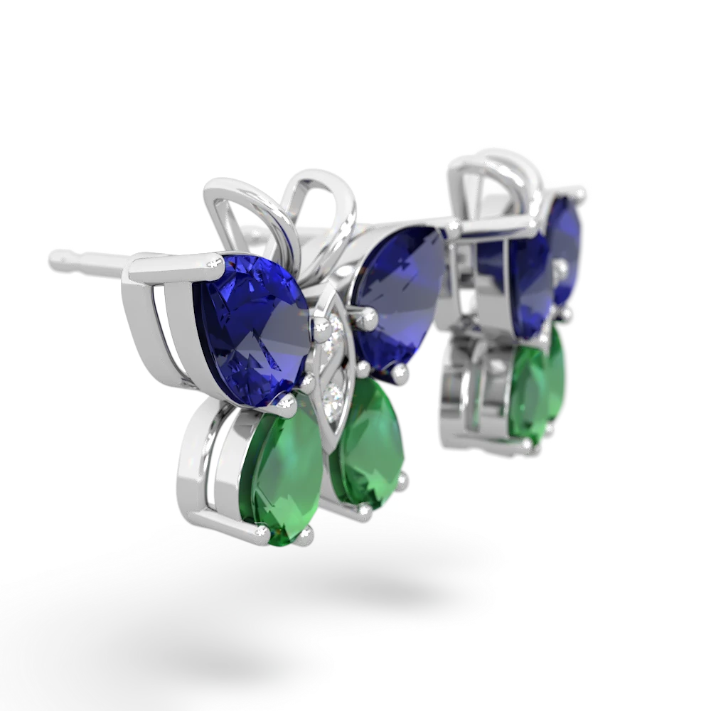 Lab Sapphire Butterfly 14K White Gold earrings E2215