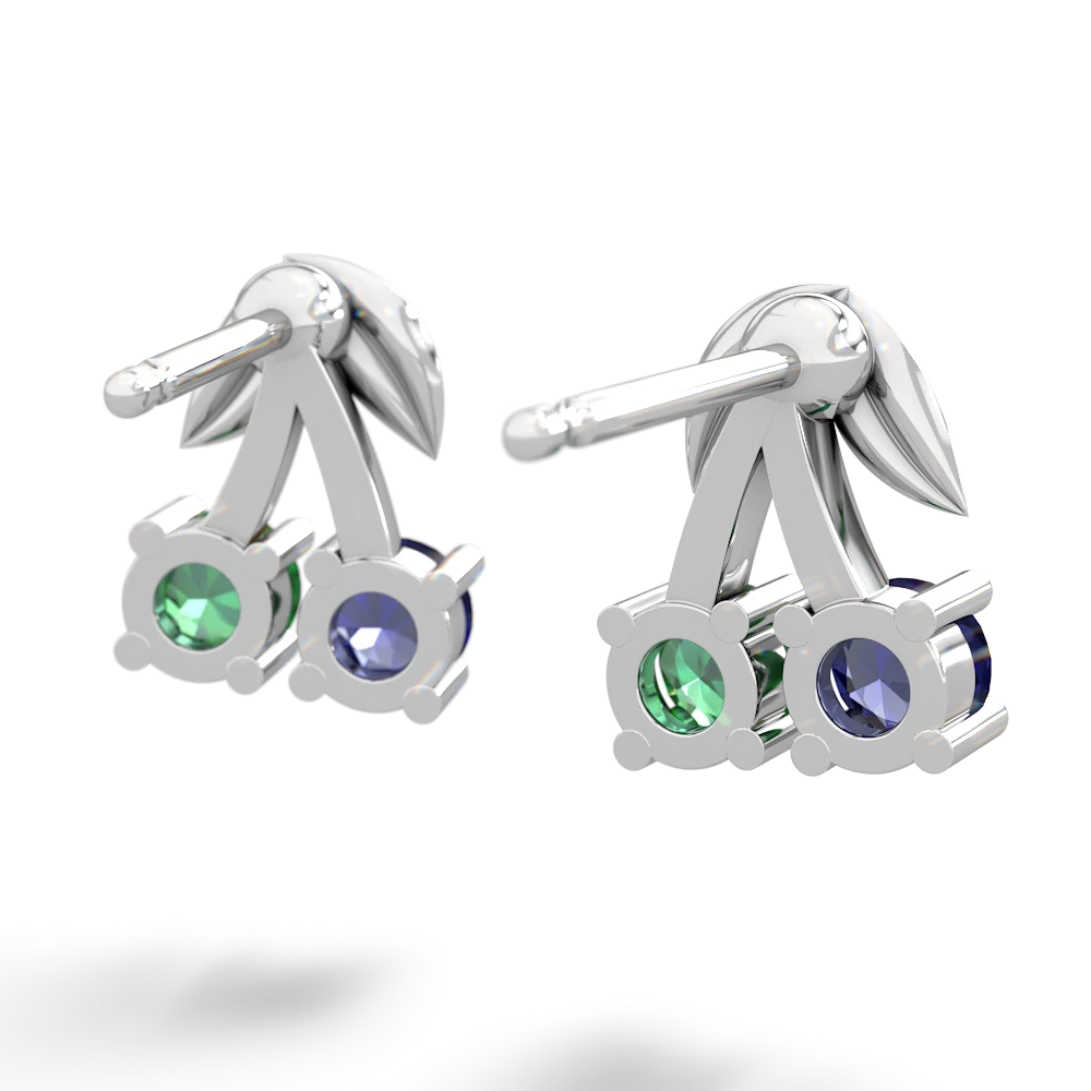 Lab Sapphire Sweet Cherries 14K White Gold earrings E7001