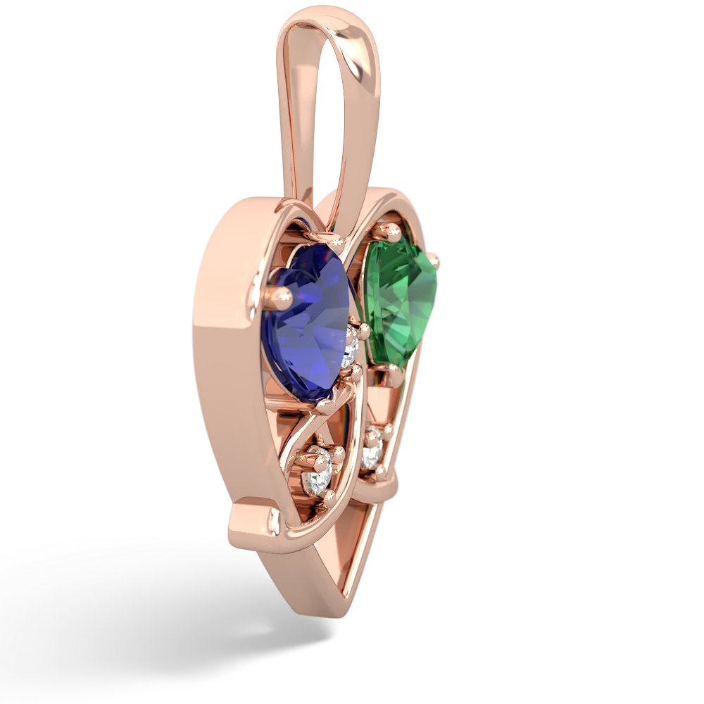 Lab Sapphire Celtic Trinity Heart 14K Rose Gold pendant P5331