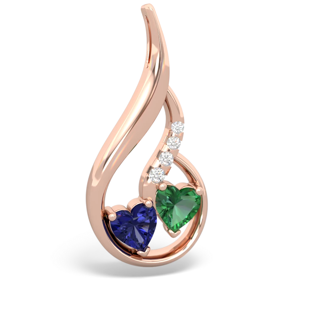 Lab Sapphire Keepsake Curves 14K Rose Gold pendant P5450