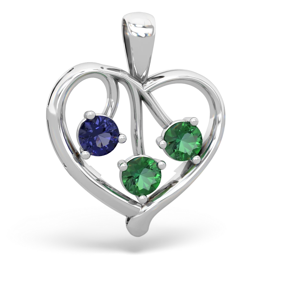 Lab Sapphire Glowing Heart 14K White Gold pendant P2233