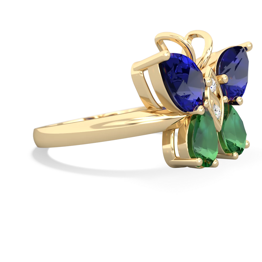 Lab Sapphire Butterfly 14K Yellow Gold ring R2215