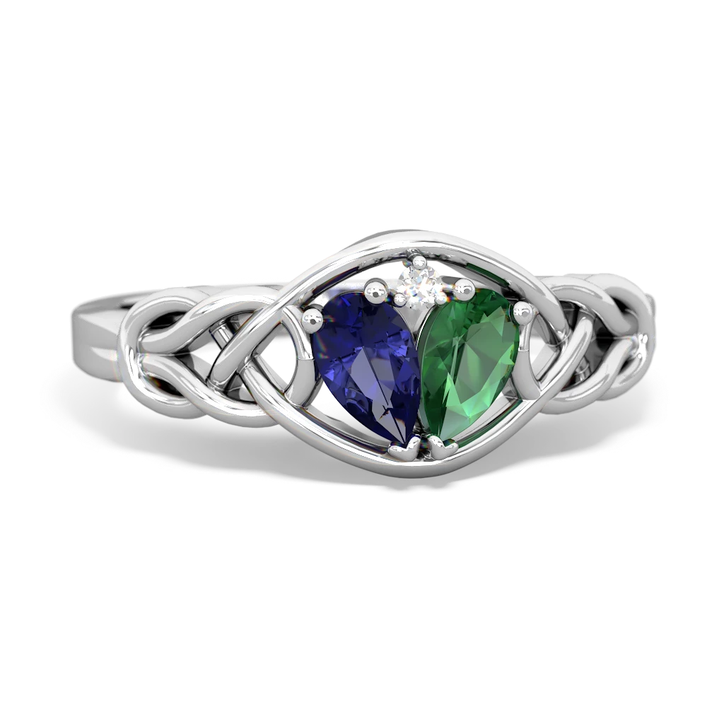 Lab Sapphire Celtic Love Knot 14K White Gold ring R5420