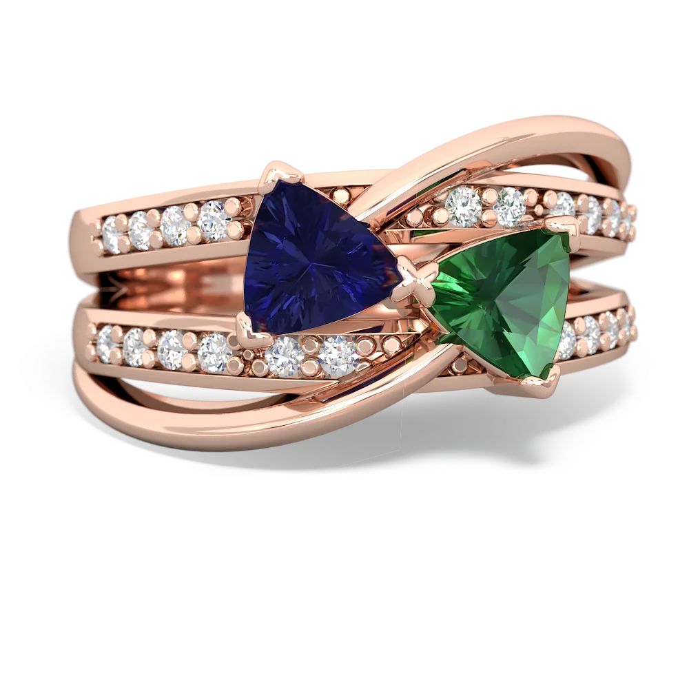 Lab Sapphire Bowtie 14K Rose Gold ring R2360