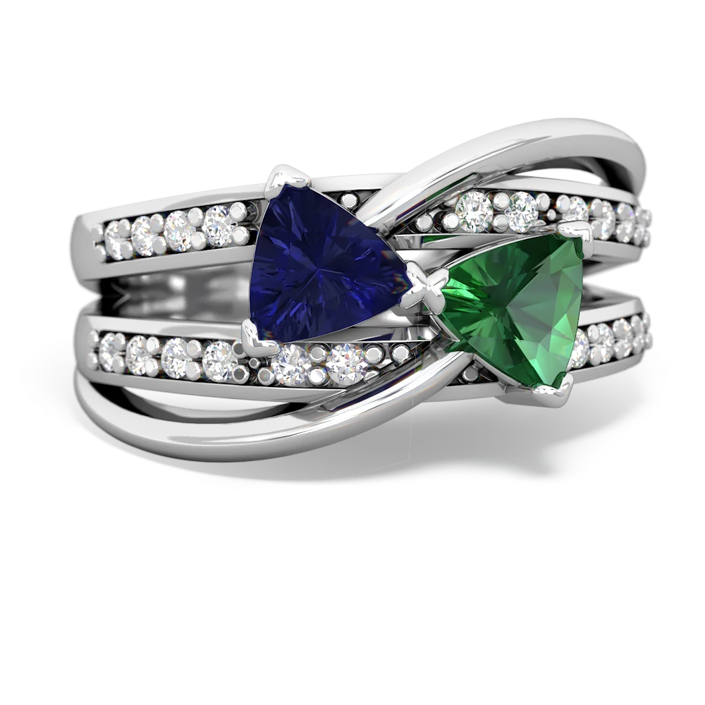 Lab Sapphire Bowtie 14K White Gold ring R2360