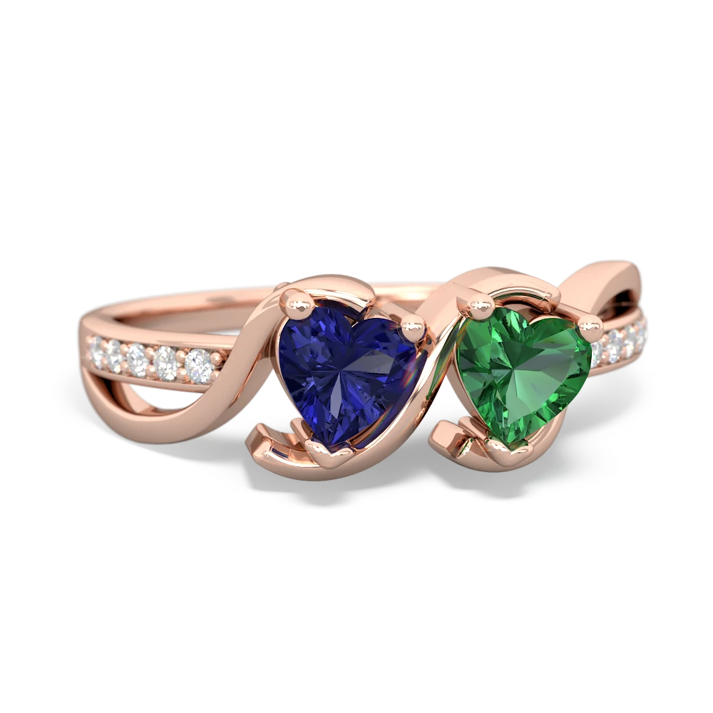 Lab Sapphire Side By Side 14K Rose Gold ring R3090