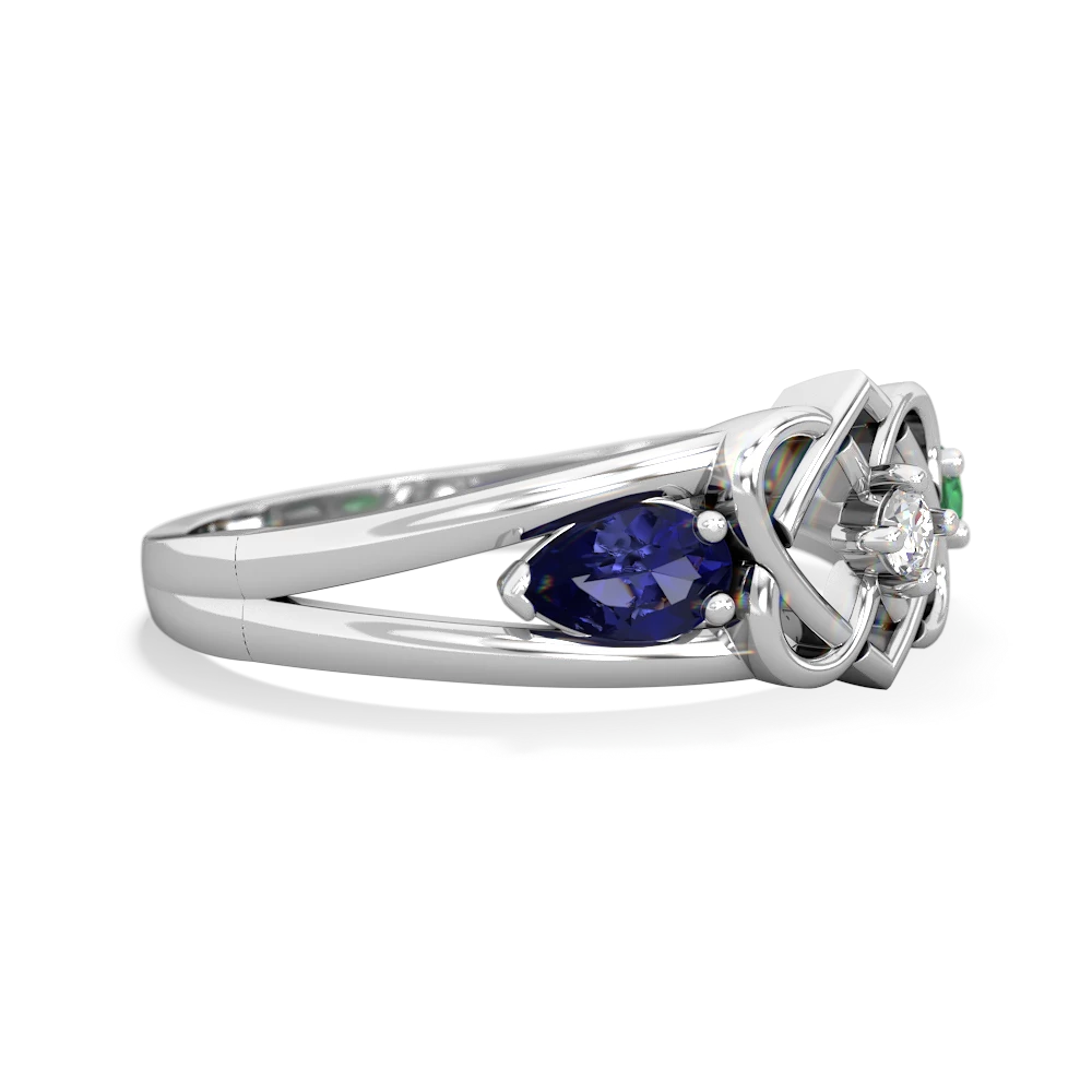 Lab Sapphire Hearts Intertwined 14K White Gold ring R5880