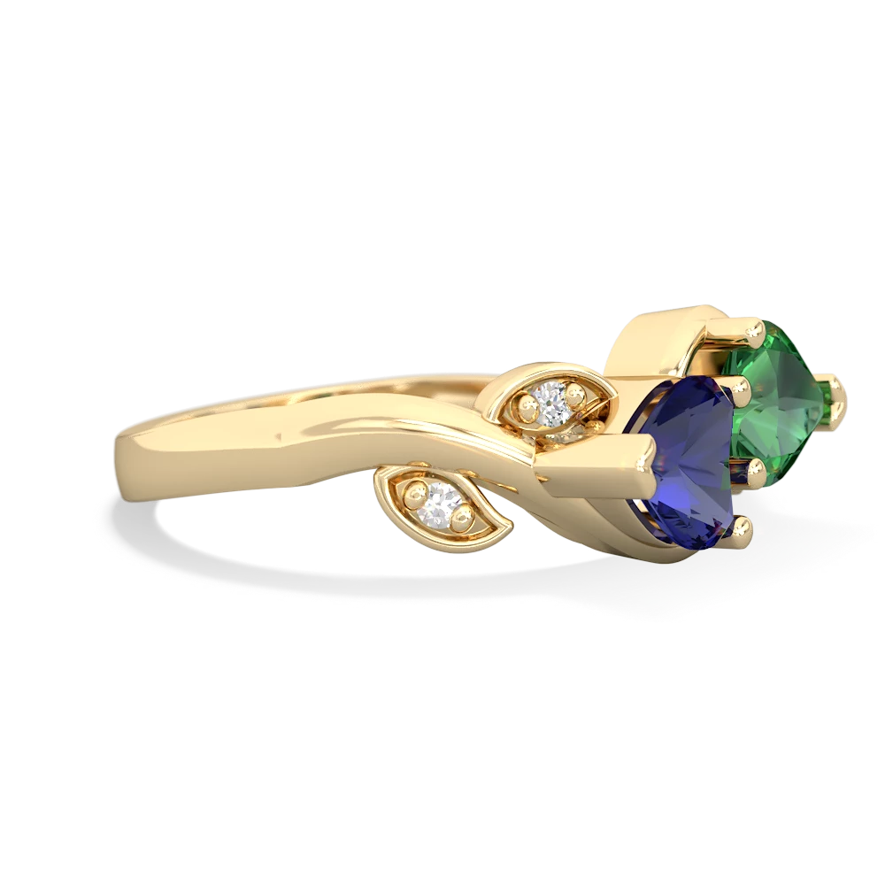 Lab Sapphire Floral Elegance 14K Yellow Gold ring R5790