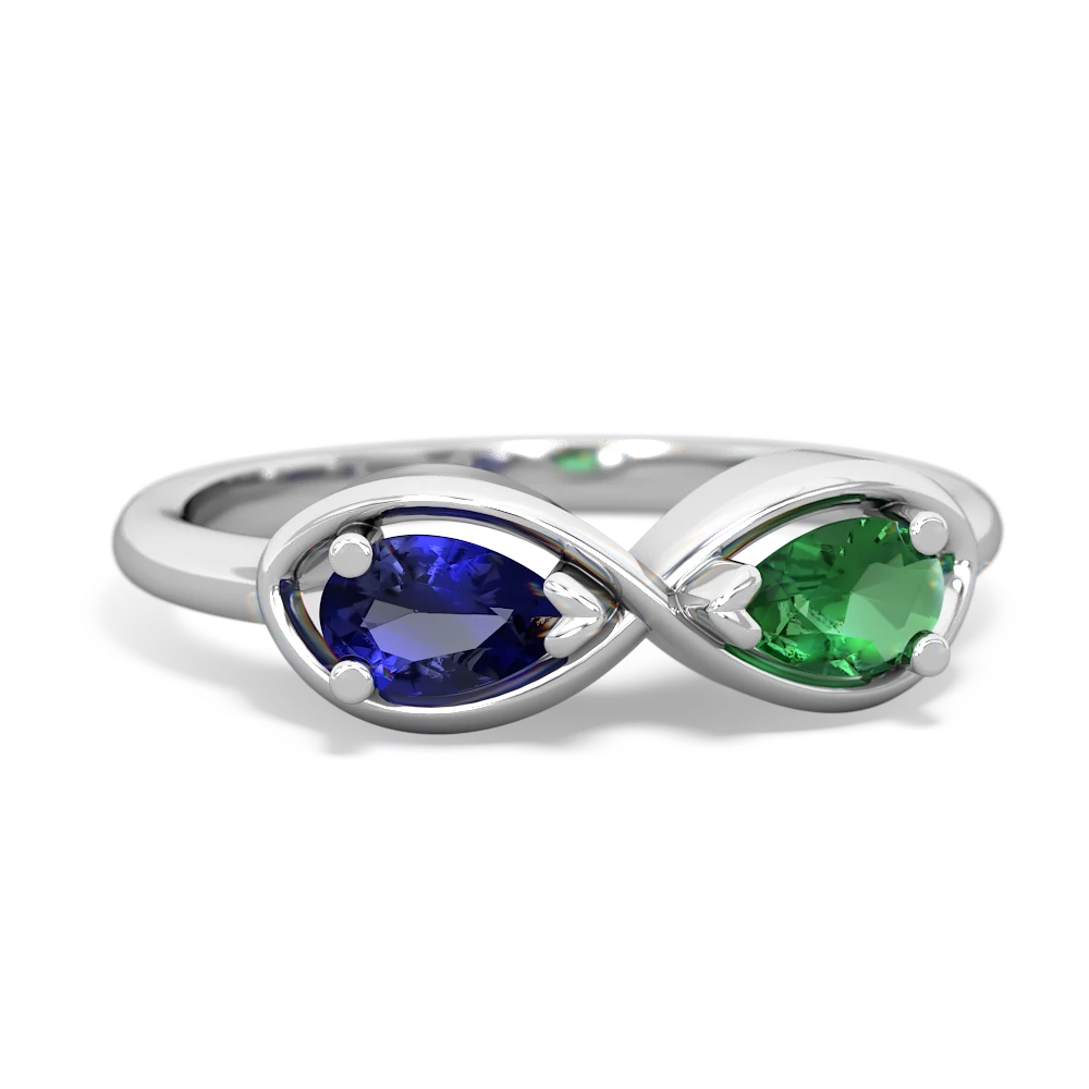 Lab Sapphire Infinity 14K White Gold ring R5050