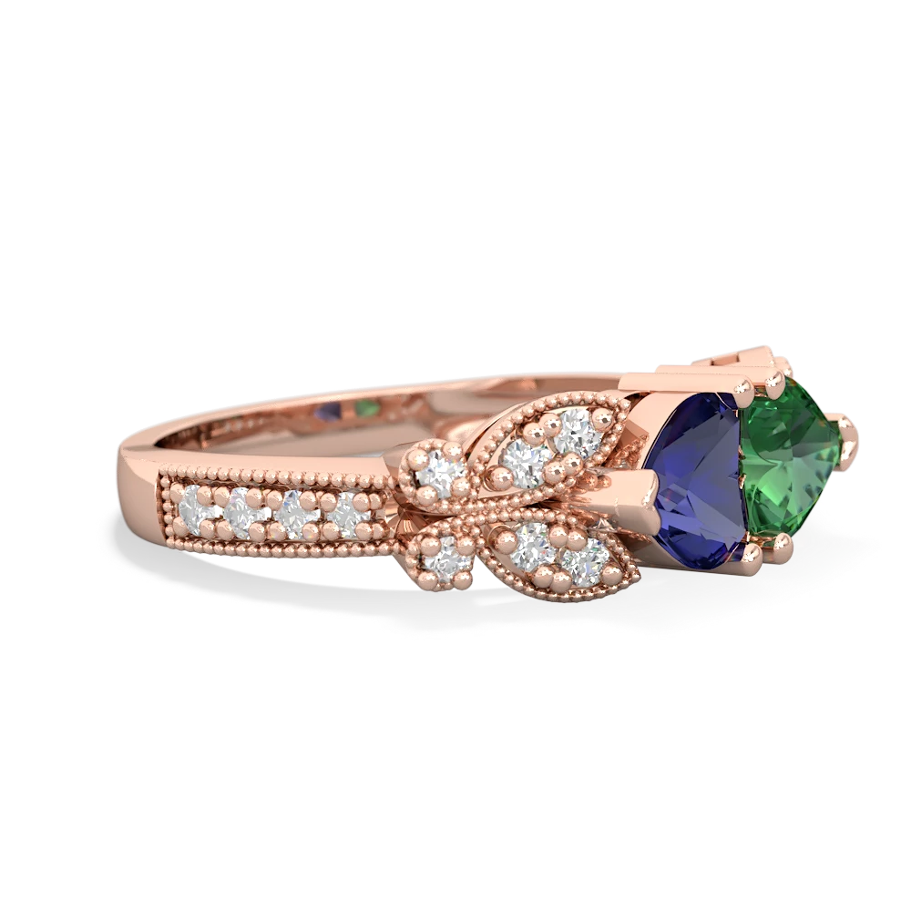 Lab Sapphire Diamond Butterflies 14K Rose Gold ring R5601