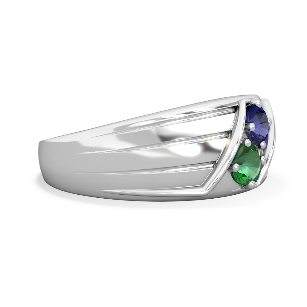 Lab Sapphire Men's Streamline 14K White Gold ring R0460