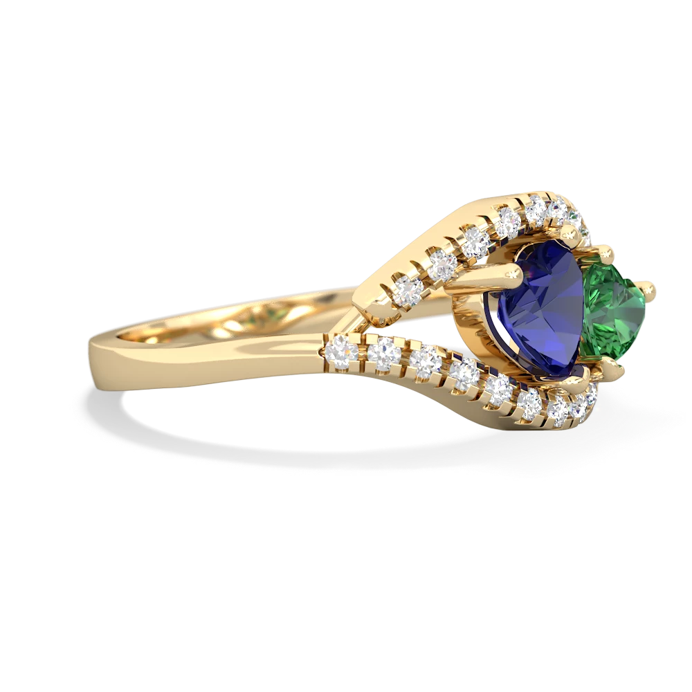 Lab Sapphire Mother And Child 14K Yellow Gold ring R3010