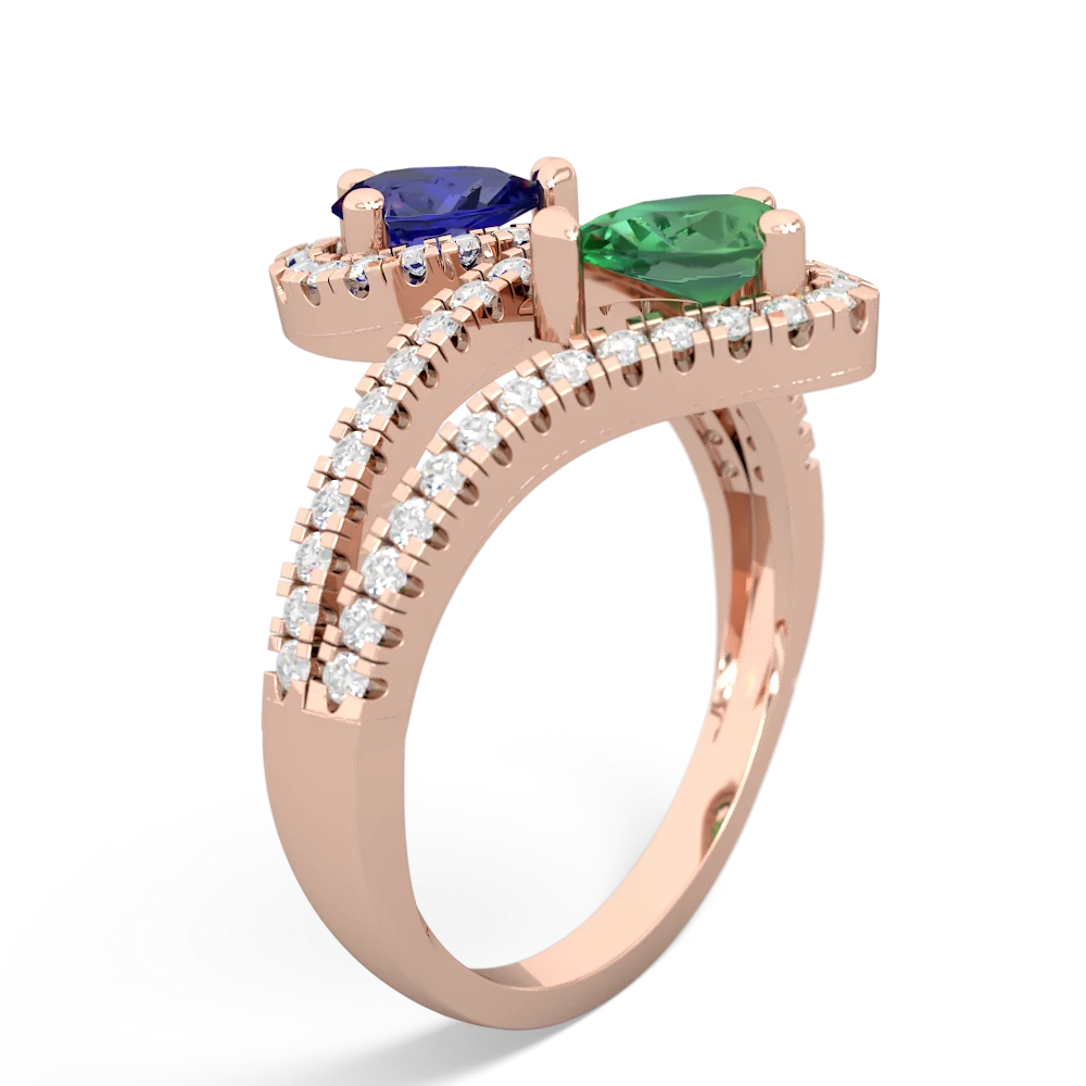 Lab Sapphire Diamond Dazzler 14K Rose Gold ring R3000