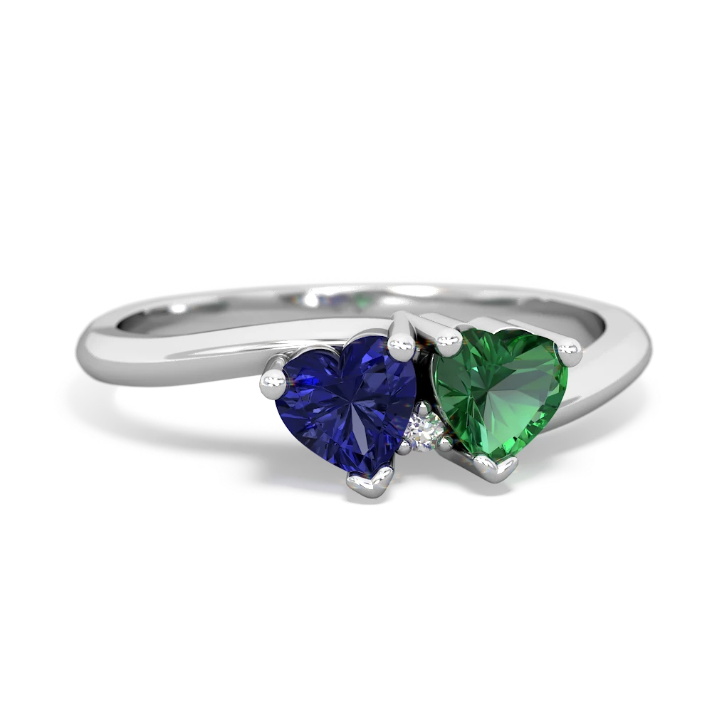 Lab Sapphire Sweethearts 14K White Gold ring R5260