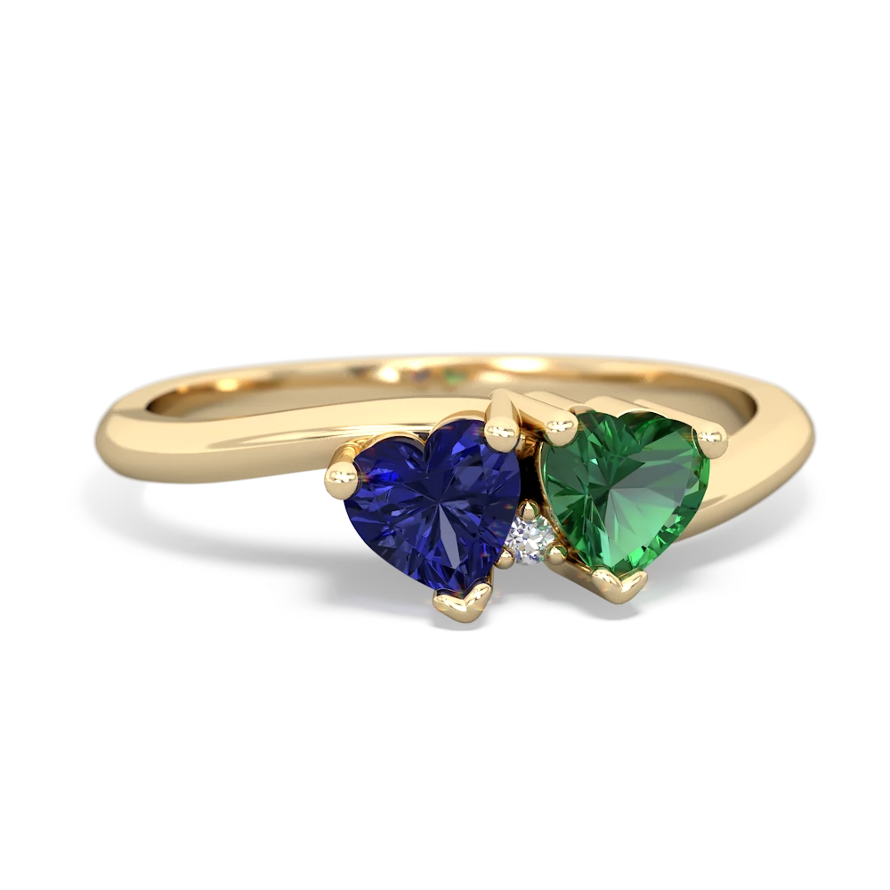 Lab Sapphire Sweethearts 14K Yellow Gold ring R5260