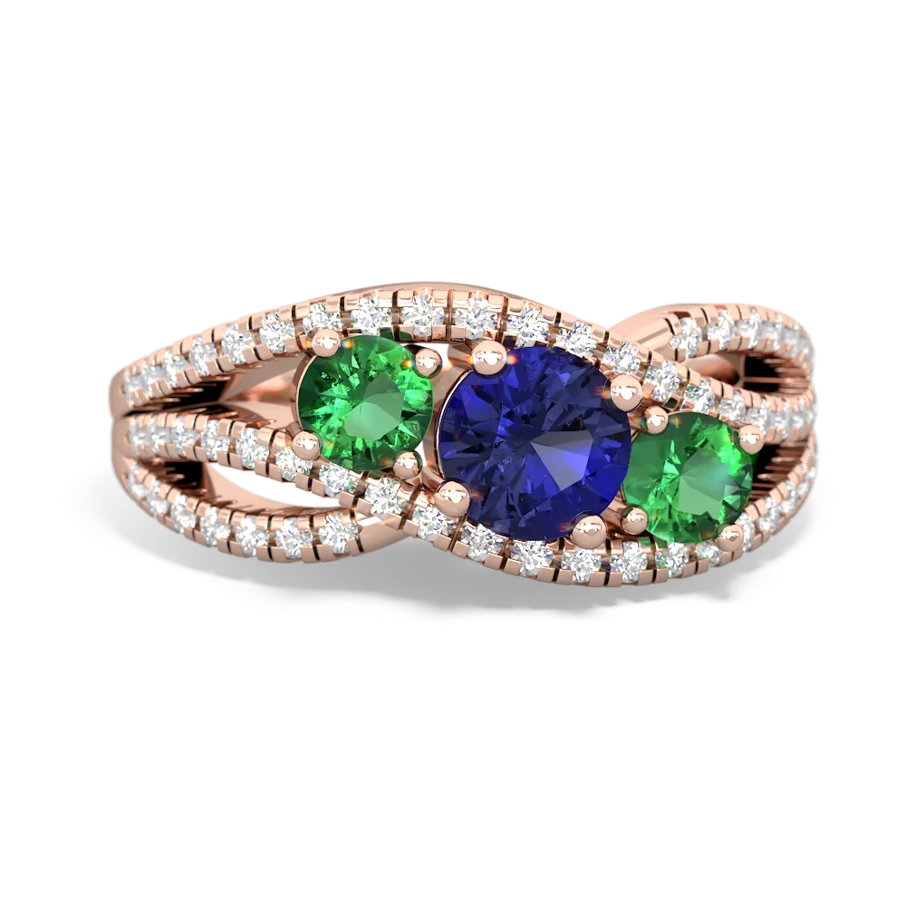 Lab Sapphire Three Stone Aurora 14K Rose Gold ring R3080