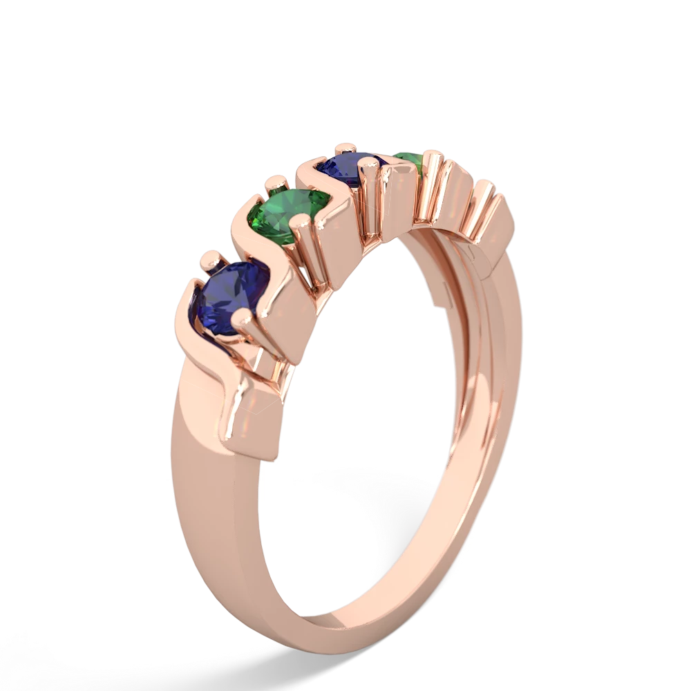 Lab Sapphire Anniversary Band 14K Rose Gold ring R2089