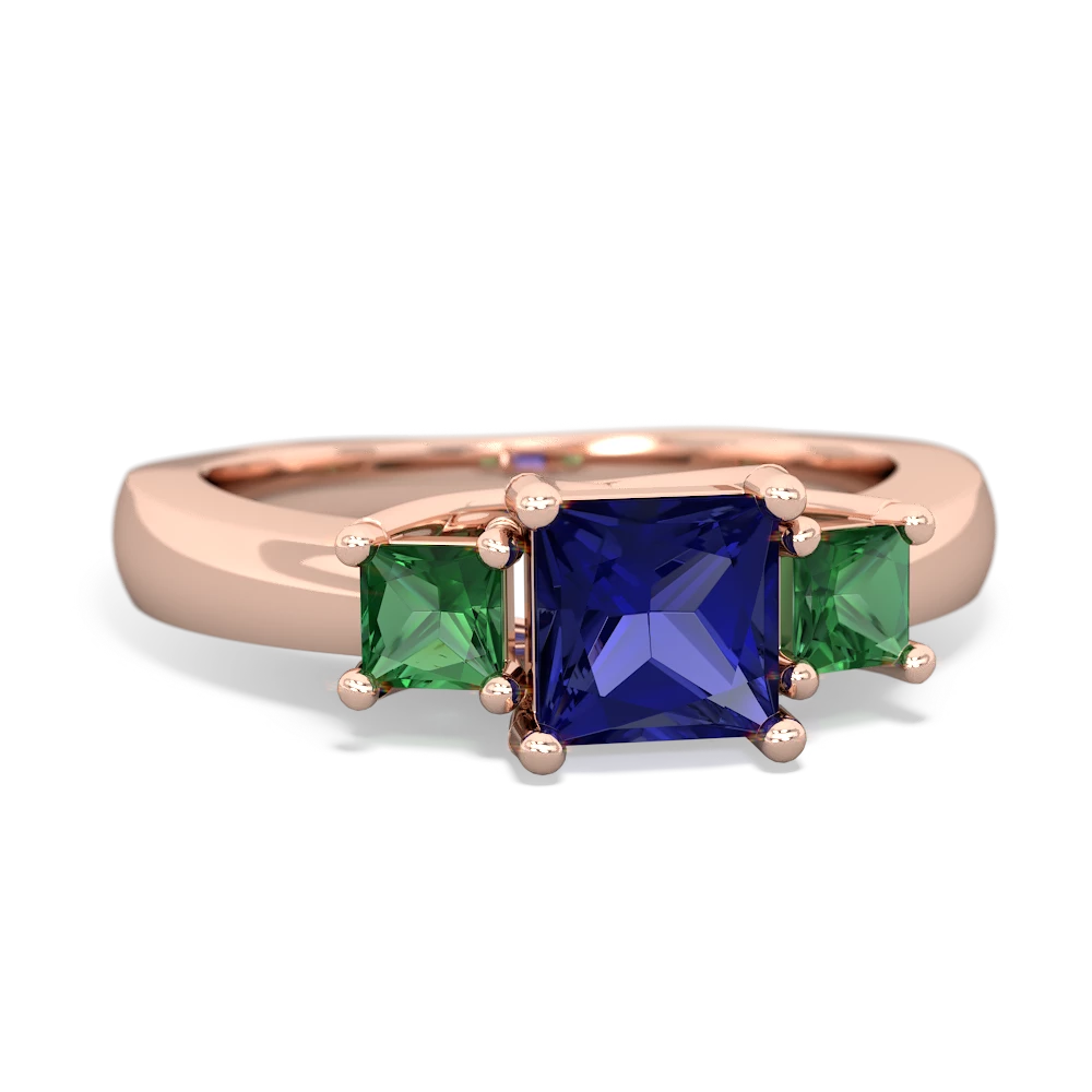 Lab Sapphire Three Stone Trellis 14K Rose Gold ring R4015