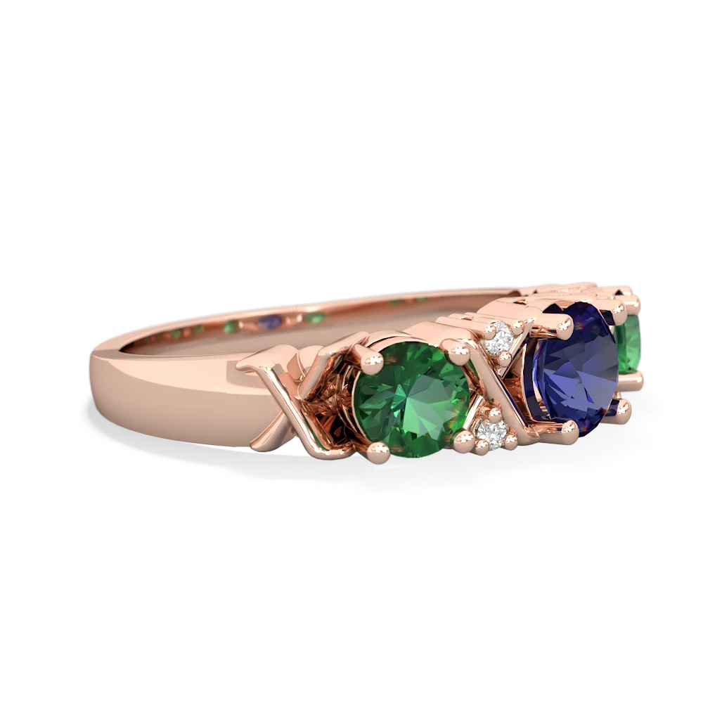 Lab Sapphire Hugs And Kisses 14K Rose Gold ring R5016