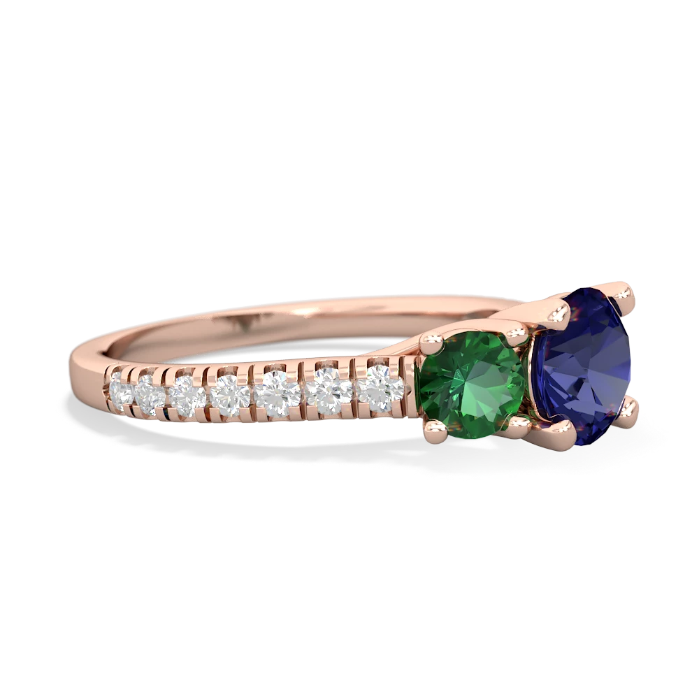 Lab Sapphire Pave Trellis 14K Rose Gold ring R5500