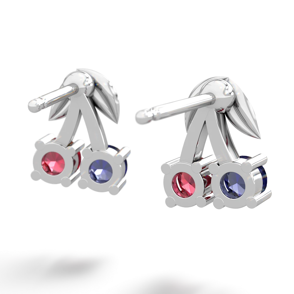 Lab Sapphire Sweet Cherries 14K White Gold earrings E7001