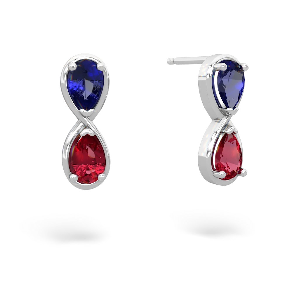 Lab Sapphire Infinity 14K White Gold earrings E5050