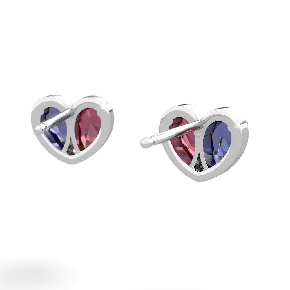 Lab Sapphire 'Our Heart' 14K White Gold earrings E5072