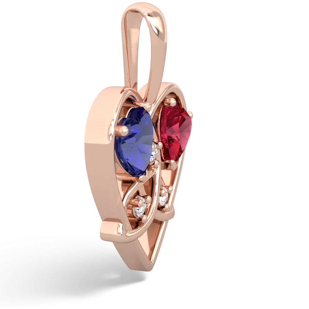 Lab Sapphire Celtic Trinity Heart 14K Rose Gold pendant P5331