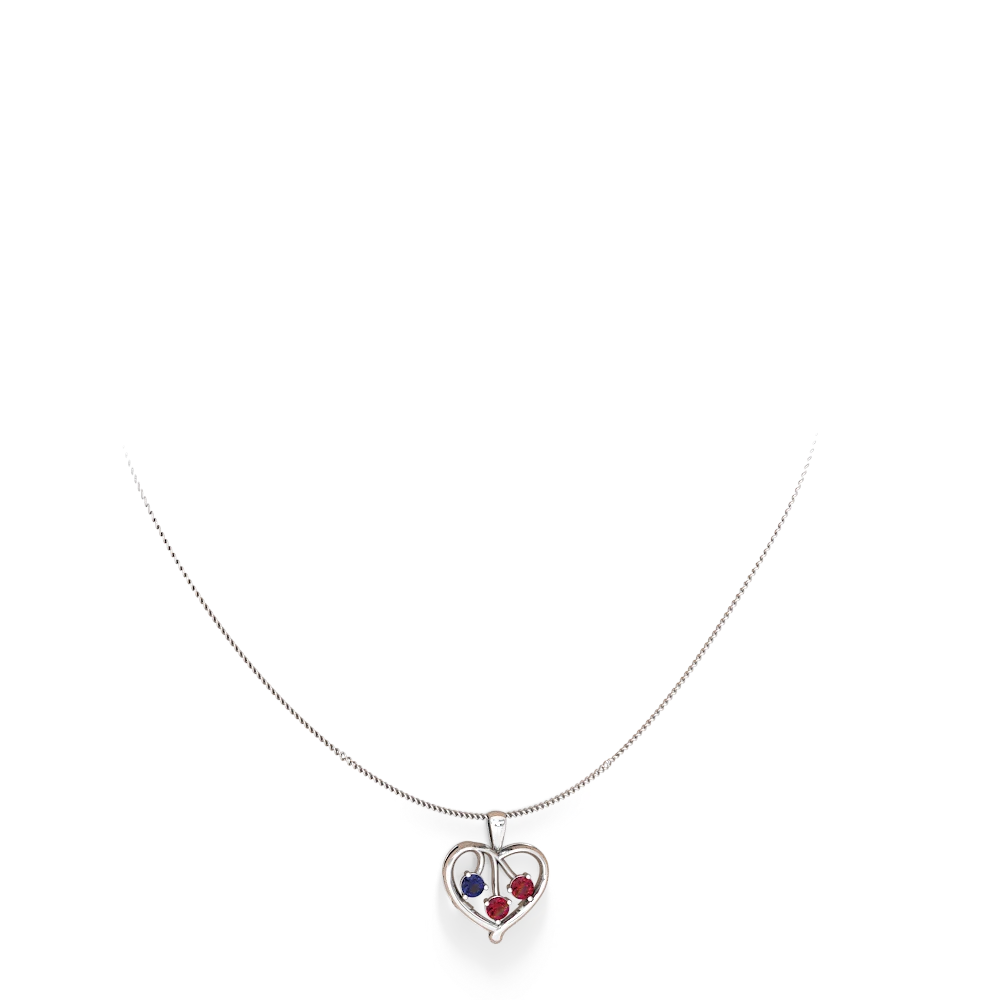 Lab Sapphire Glowing Heart 14K White Gold pendant P2233