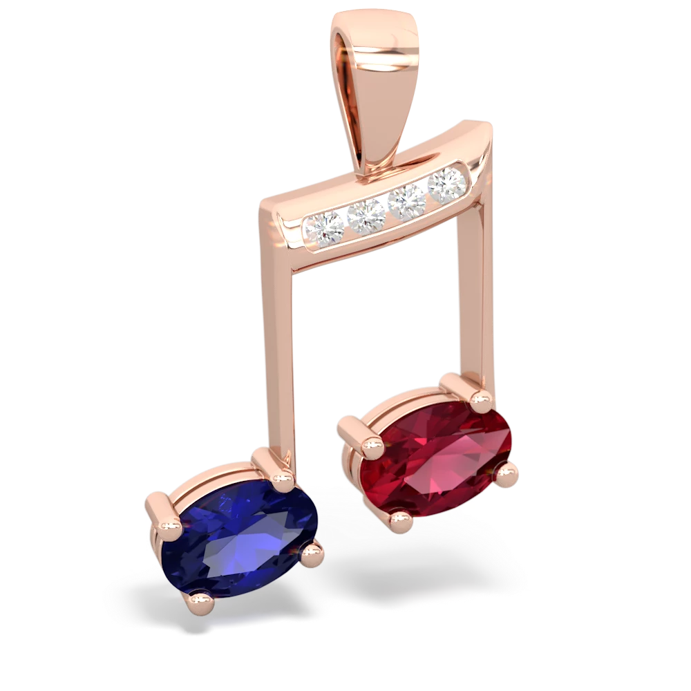 Lab Sapphire Color Of Music 14K Rose Gold pendant P3334