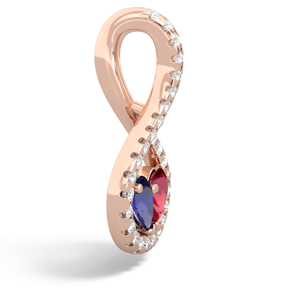 Lab Sapphire Pave Twist 'One Heart' 14K Rose Gold pendant P5360