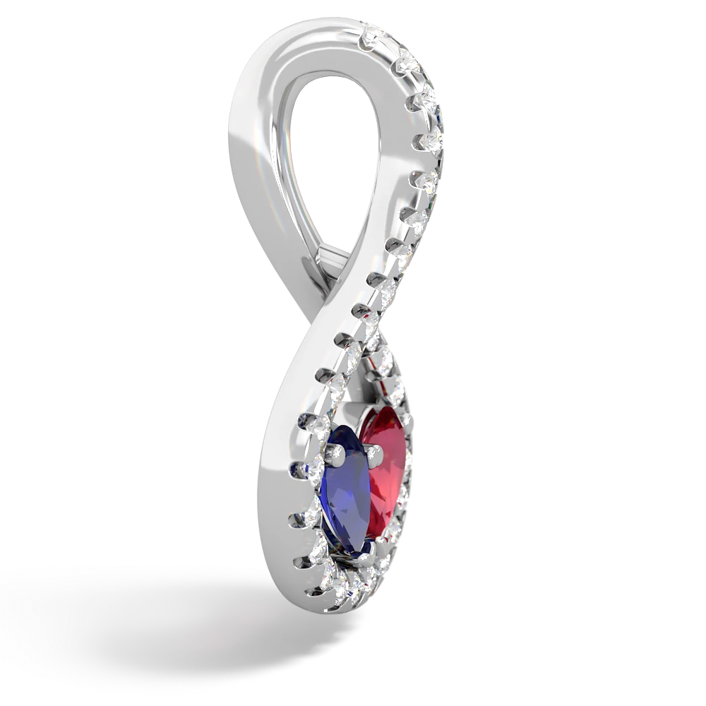 Lab Sapphire Pave Twist 'One Heart' 14K White Gold pendant P5360