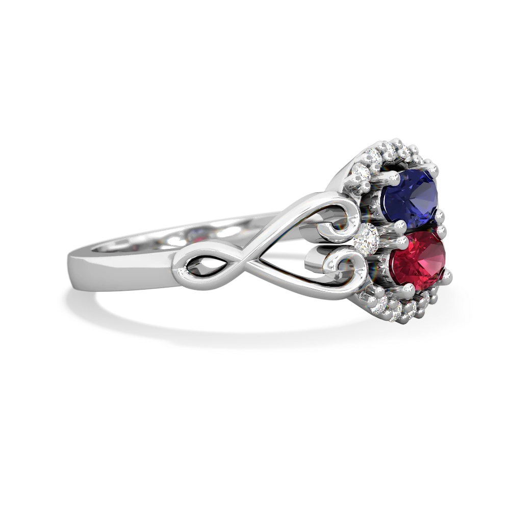 Lab Sapphire Love Nest 14K White Gold ring R5860