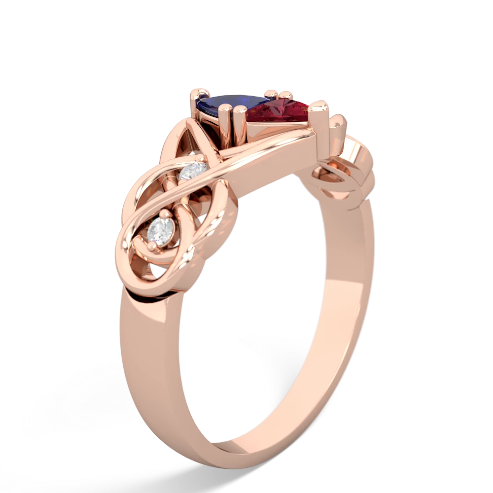 Lab Sapphire Keepsake Celtic Knot 14K Rose Gold ring R5300