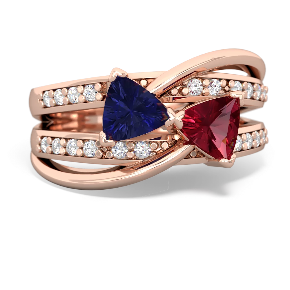 Lab Sapphire Bowtie 14K Rose Gold ring R2360