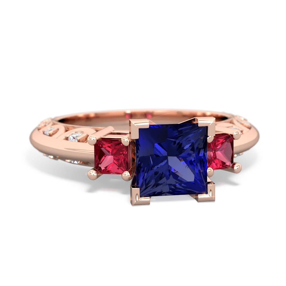 Lab Sapphire Eternal Embrace Engagement 14K Rose Gold ring C2001