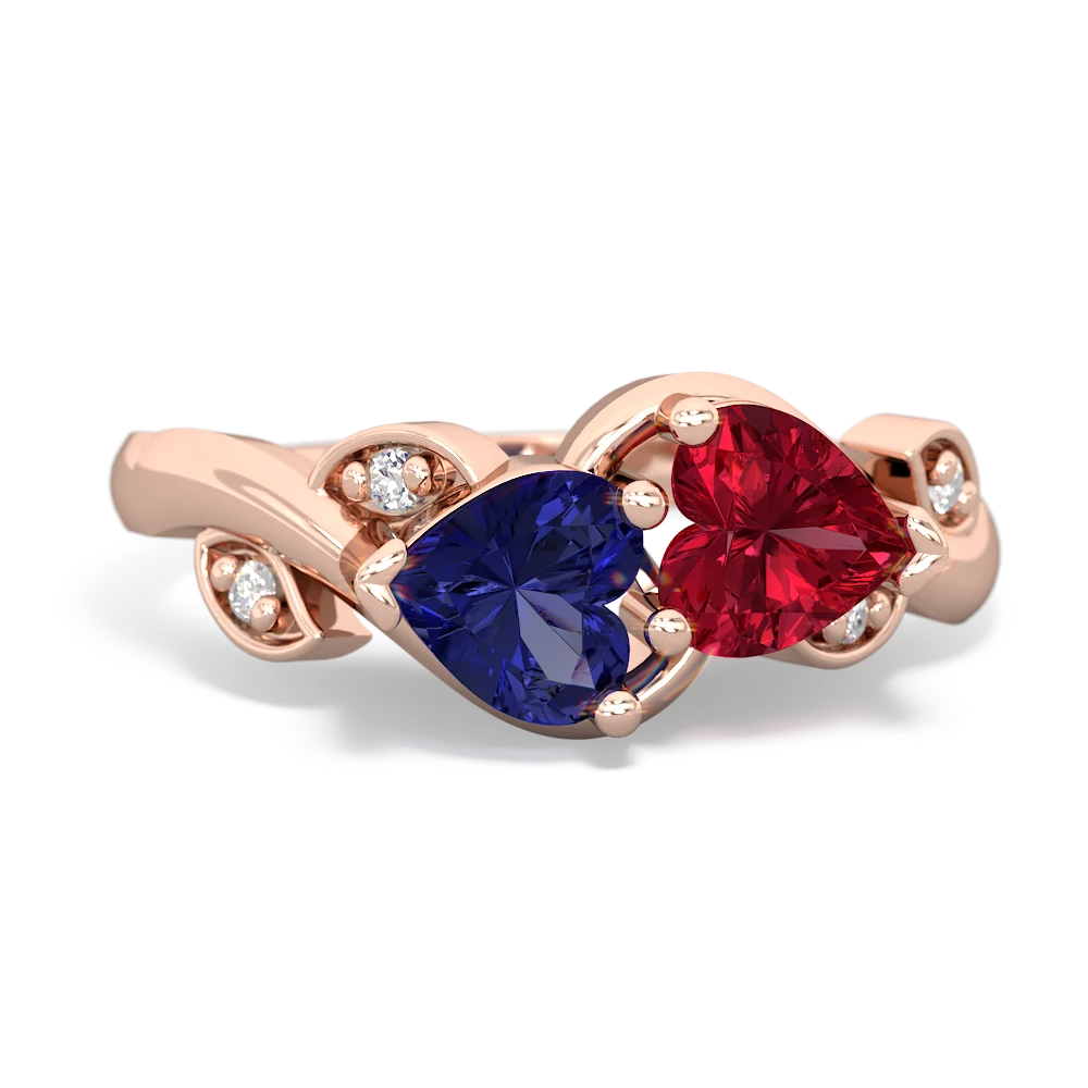 Lab Sapphire Floral Elegance 14K Rose Gold ring R5790