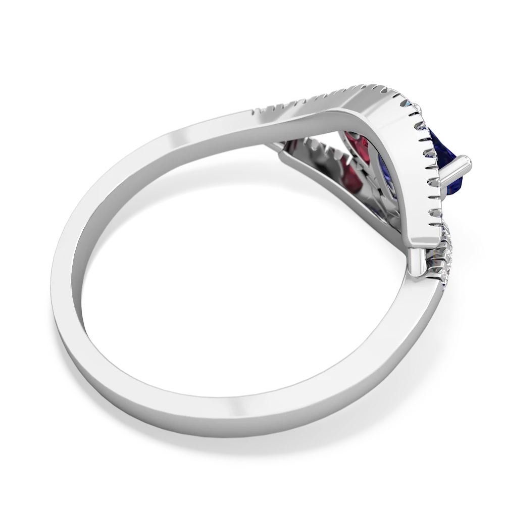 Lab Sapphire Mother And Child 14K White Gold ring R3010