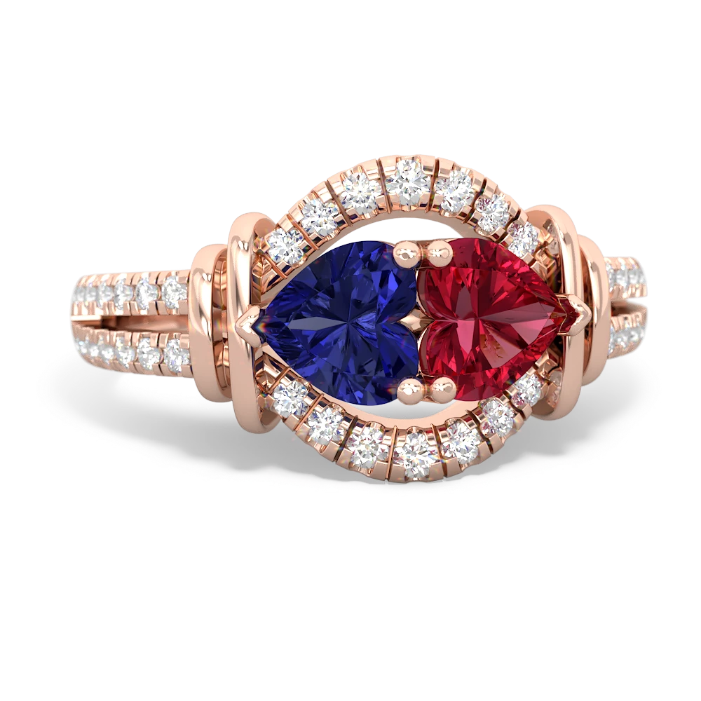 Lab Sapphire Art-Deco Keepsake 14K Rose Gold ring R5630