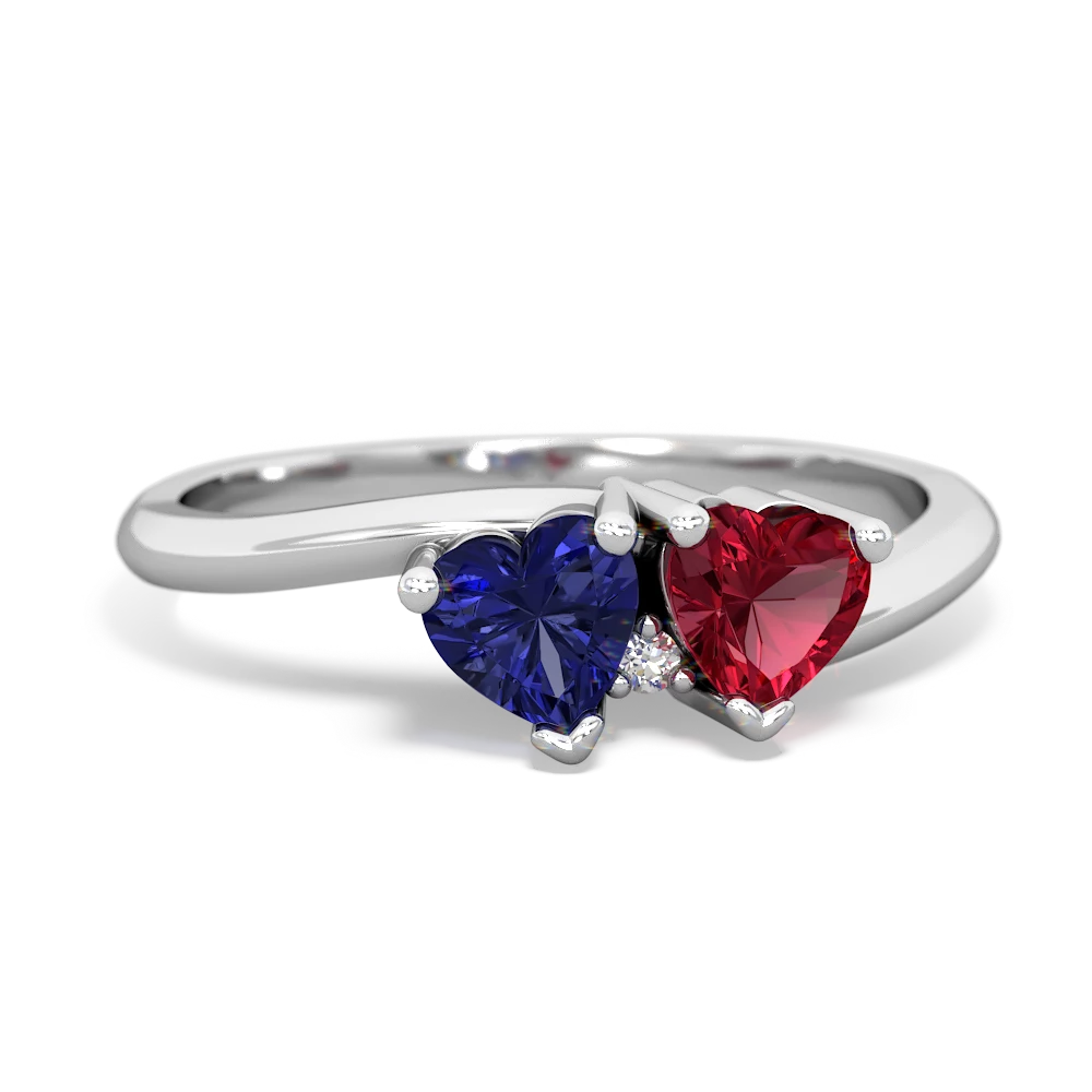 Lab Sapphire Sweethearts 14K White Gold ring R5260